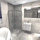 Łazienka z elementem blue otoczaka Tyhcy