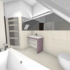 Nowoczesna łazienka z różową szklaną mozaiką Katowice